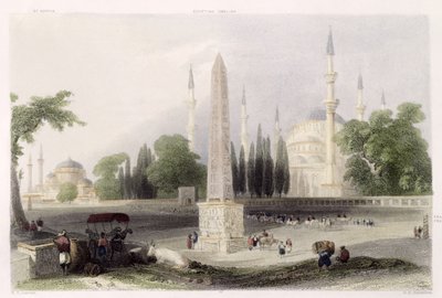 Egyptský obelisk v Atmeidanu neboli Hipodromu v Istanbulu, vyrytý G.K. Richardson, kolem roku 1850 (akvatinta) od William Henry Bartlett