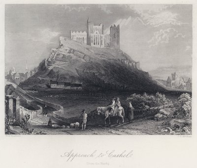 Přístup ke Cashelu, ze severu (rytina) od William Henry Bartlett