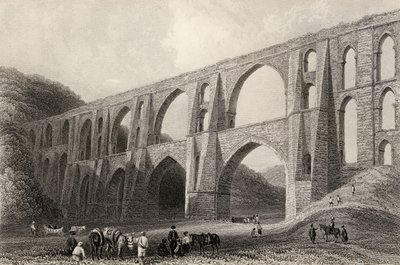 Akvadukt císaře Valense, poblíž Pyrgo, Turecko, ryl R. Wallis od William Henry Bartlett