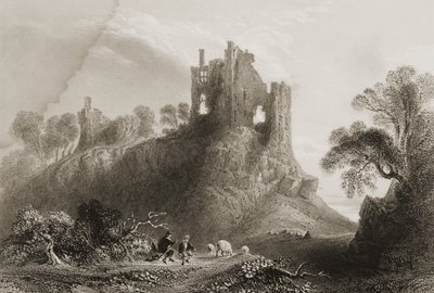 Hrad Carrigogunnell, nedaleko Limericku, hrabství Limerick, Irsko, z knihy "Scenery and Antiquities of Ireland" od George Virtue, 60. léta 19. století od William Henry Bartlett