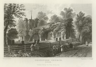 Kostel v Chingfordu, Essex od William Henry Bartlett