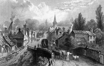 Chipping Ongar, Essex, rytý Henry Adlard, 1832 od William Henry Bartlett