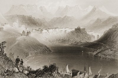 Clifden, Connemara, County Galway, Irsko, z „Scenery and Antiquities of Ireland“ od George Virtue, 1860 od William Henry Bartlett