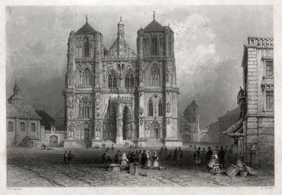 Dóm v Řezně. (rytina, cca 1830) od William Henry Bartlett