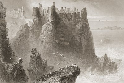 Hrad Dunluce, hrabství Antrim, Severní Irsko, z 