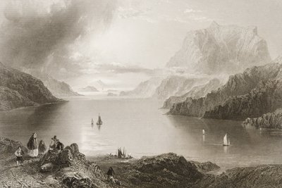 Eagle Mountain, Killeries, Connemara, County Galway, z „Scenery and Antiquities of Ireland“ od George Virtue, 60. léta 19. století od William Henry Bartlett