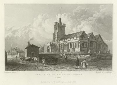 Východní pohled na kostel Rayleigh, Essex od William Henry Bartlett