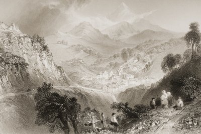 Enniskerry, hrabství Wicklow, z „Scenery and Antiquities of Ireland“ od George Virtue, 60. léta 19. století od William Henry Bartlett