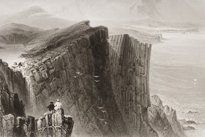 Fairhead, hrabství Antrim, Severní Irsko, z knihy "Scenery and Antiquities of Ireland" od George Virtue, 60. léta 19. století od William Henry Bartlett