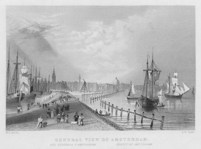 Celkový pohled na Amsterdam (rytina) od William Henry Bartlett