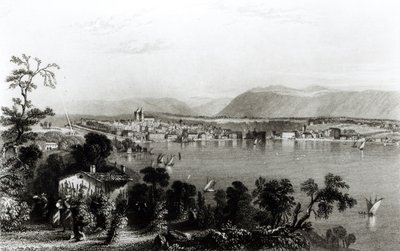 Ženeva z Coligny, rytina Roberta Wallise od William Henry Bartlett