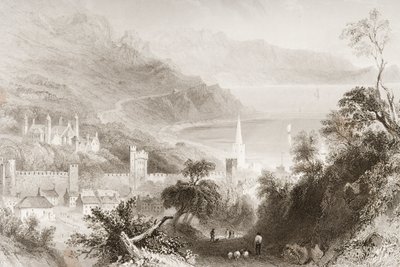 Glenarm, County Antrim, Severní Irsko, z „Scenery and Antiquities of Ireland“ od George Virtue, 1860 od William Henry Bartlett