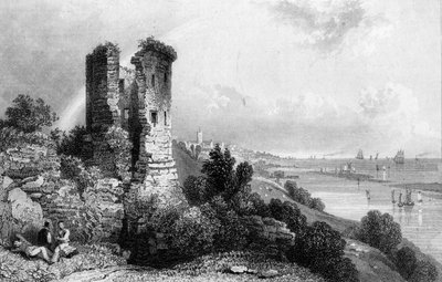 Hrad Hadleigh, Essex, vyrytý Charles Mottram, 1832 od William Henry Bartlett
