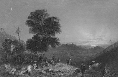 Zastavení karavany v poušti Girgola, poblíž hory Amanus od William Henry Bartlett