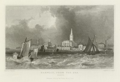 Harwich, z moře, Essex od William Henry Bartlett