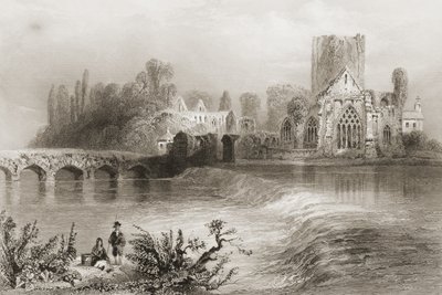Holycross Abbey, County Tipperary, Irsko, z „Scenery and Antiquities of Ireland“ od George Virtue, 1860 od William Henry Bartlett