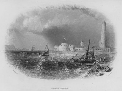 Hurst Castle (rytina) od William Henry Bartlett