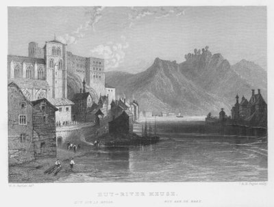 Huy, River Meuse (rytina) od William Henry Bartlett