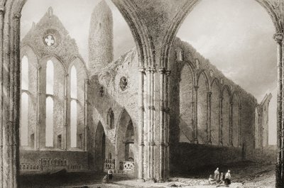 Interiér Hore Abbey, The Rock of Cashel, County Tipperary, Irsko, z „Scenery and Antiquities of Ireland“ od George Virtue, 1860 od William Henry Bartlett