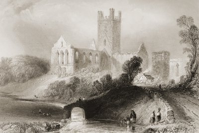 Jerpoint Abbey, County Kilkenny, Irsko, z „Scenery and Antiquities of Ireland“ od George Virtue, 1860 od William Henry Bartlett