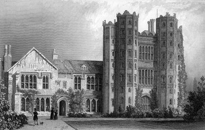 Layer Marney Tower, Essex, vyryl Henry Wallis, 1832 od William Henry Bartlett