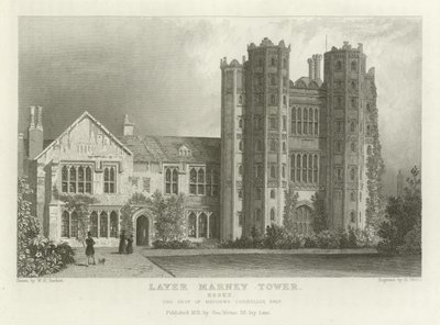 Layer Marney Tower, Essex, sídlo Mathewse Corsellise, Esquire od William Henry Bartlett