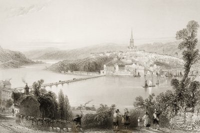 Londonderry, County Londonderry, Severní Irsko, z „Scenery and Antiquities of Ireland“ od George Virtue, 1860 od William Henry Bartlett