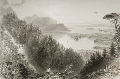 Lower and Turk Lakes, County Killarney, Irsko, z „Scenery and Antiquities of Ireland“ od George Virtue, 1860 od William Henry Bartlett