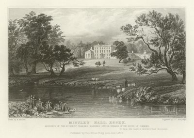 Mistley Hall, Essex, rezidence ctihodného Charlese Mannerse Suttona, předsedy Dolní sněmovny od William Henry Bartlett
