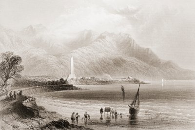 Památník generála Rosse v Rosstrevor, County Down, Severní Irsko, z „Scenery and Antiquities of Ireland“, od George Virtue, 1860 (rytina) od William Henry Bartlett