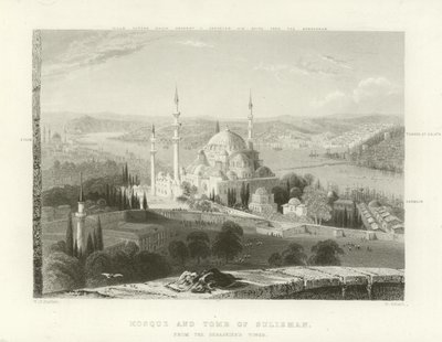 Mešita a hrobka Suleiman, Konstantinopol od William Henry Bartlett