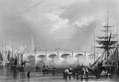 Nový most a Broomielaw, Glasgow, kolem roku 1840 od William Henry Bartlett