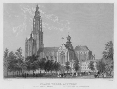 Place Verte, Antverpy (rytina) od William Henry Bartlett