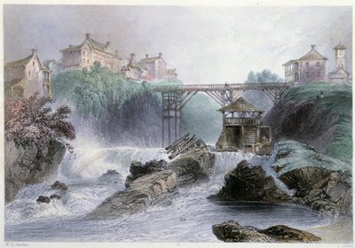 Pont à Sherbrooke – v „“Kanadské scenérii ilustrované“ Williamem Henrym Bartlettem, ed. George Virtue od William Henry Bartlett