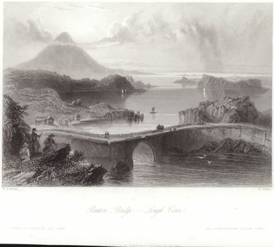 Pontonový most na Lough Conn od William Henry Bartlett