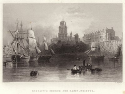 Redcliffe Church and Basin, Bristol od William Henry Bartlett