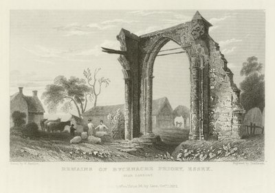 Pozůstatky Bicknacre Priory, Essex, poblíž Danbury od William Henry Bartlett