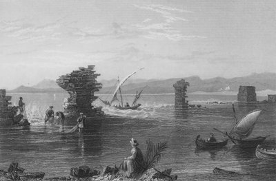 Pozůstatky přístavu Tyre od William Henry Bartlett