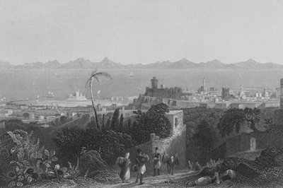 Rhodos, z výšin, poblíž vily sira Sidneyho Smithe od William Henry Bartlett