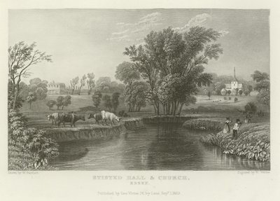 Stisted Hall a kostel, Essex od William Henry Bartlett