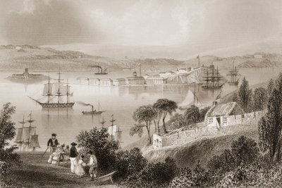 The Cove of Cork (nyní Cobh), hrabství Cork, Irsko, z „Scenery and Antiquities of Ireland“ od George Virtue, 1860 od William Henry Bartlett