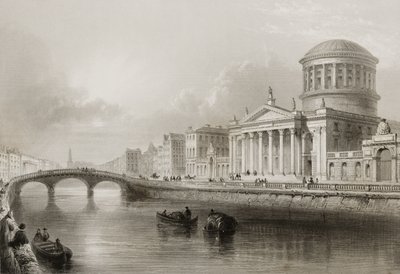 Čtyři soudy, Dublin, z „Scenérie a starožitnosti Irska“ od George Virtue, 1860 od William Henry Bartlett