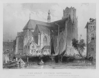 Velký kostel, Rotterdam (rytina) od William Henry Bartlett
