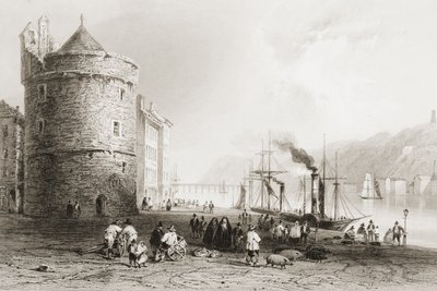 Nábřeží ve Waterfordu, Irsko, z „Scenery and Antiquities of Ireland“ od George Virtue, 1860 od William Henry Bartlett