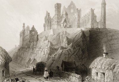 The Rock of Cashel, hrabství Tipperary, Irsko, z „Scenery and Antiquities of Ireland“ od George Virtue, 1860 od William Henry Bartlett