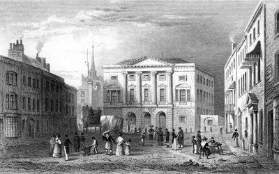 The Shire Hall, Chelmsford, Essex, vyryl Samuel Lacey, 1832 od William Henry Bartlett