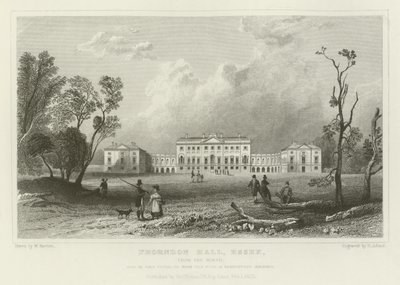 Thorndon Hall, Essex, ze severu, sídlo lorda Petrieho od William Henry Bartlett