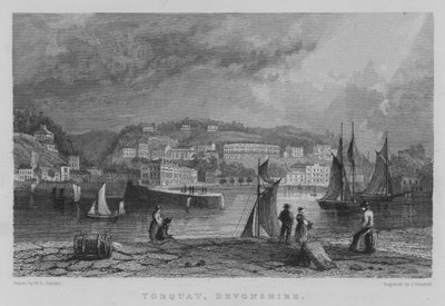Torquay, Devonshire (rytina) od William Henry Bartlett