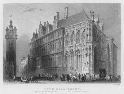 Radnice, Gent (rytina) od William Henry Bartlett