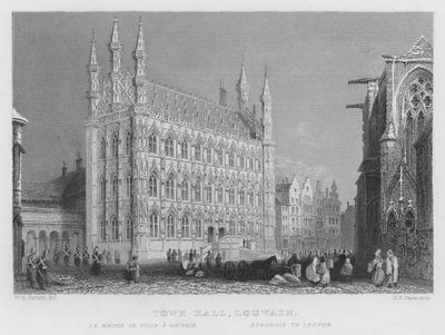 Radnice, Louvain (rytina) od William Henry Bartlett